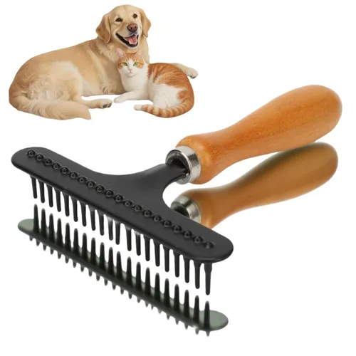Rastrillo portátil de acero inoxidable para alfombras de mano, rastrillo de limpieza de peluquería para peluquería para salón de belleza
