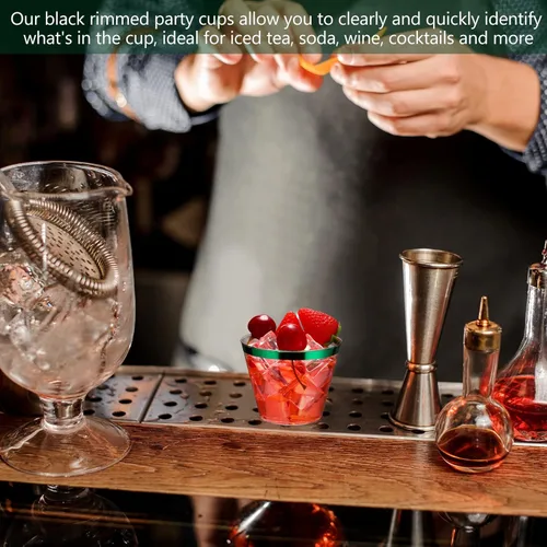 Miniatura 3 de Lounsweer 100 piezas de vasos de plástico con borde de 9 onzas, vasos de cóctel transparentes para boda, vasos de vino desechables resistentes