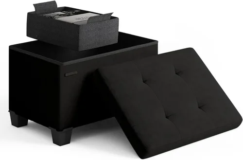 Miniatura 67 de Cubo otomano de almacenamiento con cubo pequeño, otomana cuadrada de 15 pulgadas con almacenamiento para sala de estar y dormitorio, reposapiés