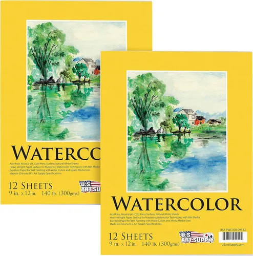 Miniatura 8 de U.S. Art Supply Bloc de papel de acuarela pesado de alta calidad de 5.5 x 8.5 pulgadas, paquete de 3 (30 hojas cada uno), 140 libras (10.58 oz/m²)