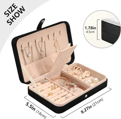 Miniatura 5 de Joyero organizador para mujeres y niñas, almacenamiento portátil de joyería para aretes, anillos, collares, pulseras, relojes, flores pequeñas