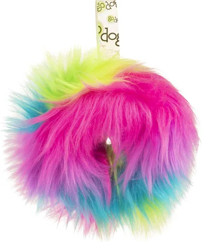 Miniatura 16 de goDog Furballz - Bola de peluche chirriante para perro, tecnología Chew Guard, color arcoíris genial, grande Furballz (arco iris fresco)