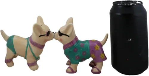 Miniatura 8 de Ebros Gift Vacaciones, playa, luna de miel, amantes de la luna de miel, besos, chihuahua, pareja, perros, con sombrillas, bikini, chanclas, salero