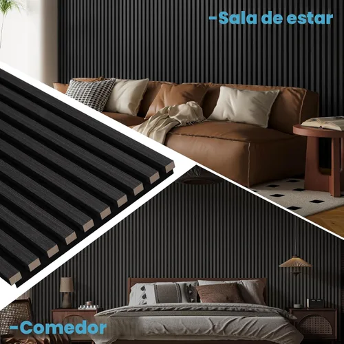 Miniatura 3 de Art3d Paquete de 4 paneles acústicos de madera de 108 x 12 pulgadas para pared, paneles de listones de madera insonorizados para pared y techo