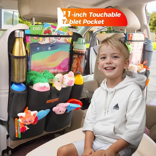 Miniatura 5 de SURDOCA Organizadores y almacenamiento de automóvil, organizador de asiento de automóvil mejorado con soporte para tableta de pantalla táctil de 11