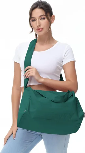 Miniatura 5 de Pequeña bolsa de gimnasio para mujer con compartimento para zapatos, elegante bolsa de viaje para avión, bolsa de lona ligera para mujeres