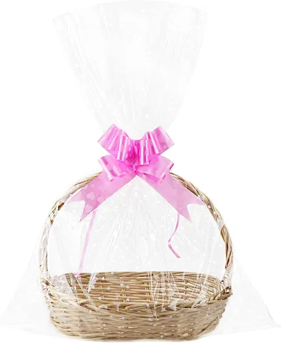 Miniatura 7 de Yotelab Bolsas grandes de celofán, envoltura de celofán de corazón blanco para cesta de regalo, 22 x 33 pulgadas, 10