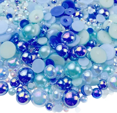 Miniatura 23 de Diamantes de imitación de media perla roja y negra de 1.06 oz para manualidades, tamaño mixto de 0.116 a 0.394 pulgadas, diamantes de imitación