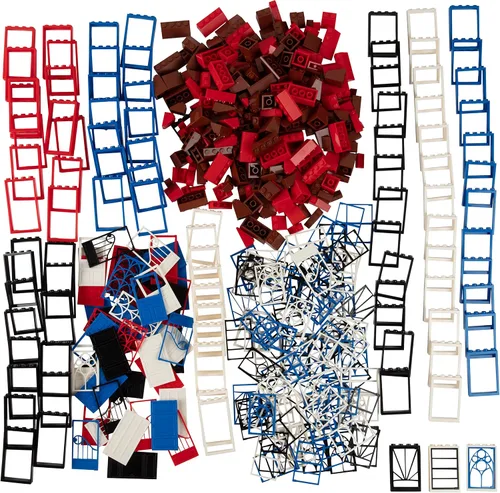 Miniatura 6 de 500 piezas de ladrillos de bloques de construcción para ventanas, puertas y techos, incluye más de 500 piezas de puertas y ventanas únicas