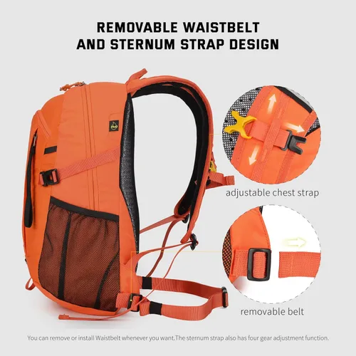 Miniatura 4 de SKYSPER Mochila pequeña para senderismo, 20 L, ligera, para viajes, mochila de senderismo de un día para mujeres y hombres Lantc20-naranja