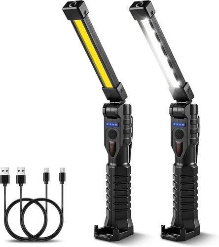 Luz de trabajo LED magnética, 7 modos y luz de trabajo LED recargable de rotación de 180°, linterna COB portátil con imán fuerte, luz mecánica para