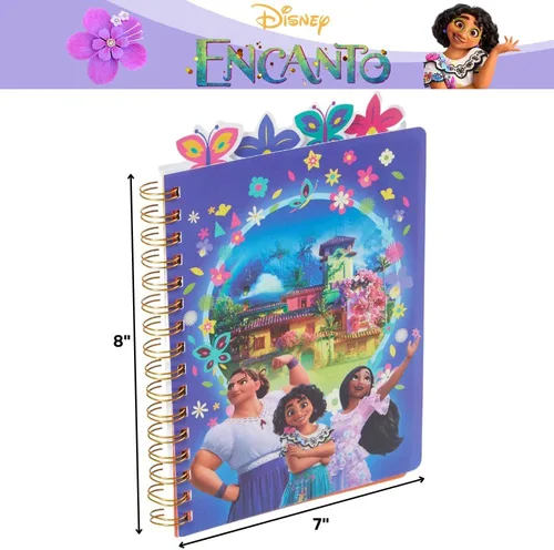 Miniatura 5 de Disney Encanto - Cuaderno con pestañas encuadernadas, encuadernado en espiral, 96 páginas a rayas, 8 x 7 pulgadas, morado