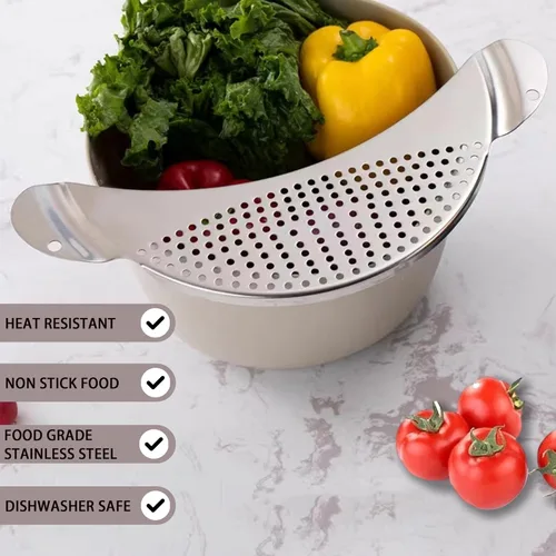 Miniatura 3 de Colador de acero inoxidable, 2 unidades, colador de pasta, colador de alimentos de metal para fideos, frutas, verduras, adecuado para macetas
