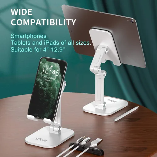 Miniatura 4 de iFine Soporte plegable ajustable para teléfono celular compatible con iPhone 12 y todos los teléfonos inteligentes, soporte móvil resistente