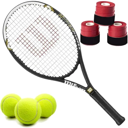 Miniatura 6 de Wilson Hyper Hammer 5.3 110 - Juego o kit de raqueta de tenis recreativa preencordada con overgrips y una lata de pelotas de tenis reguladoras