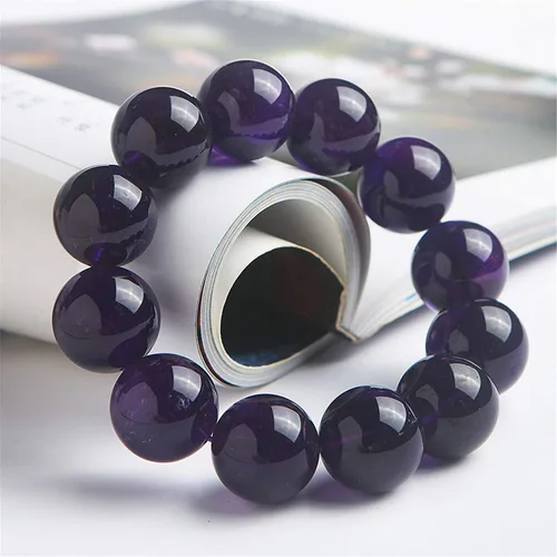 Miniatura 2 de Muko - Pulsera de cuentas redondas de cristal de cuarzo de color morado de 0.787 in para mujer y hombre