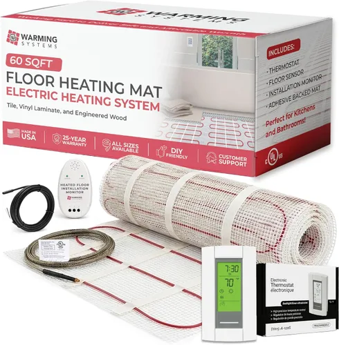 Miniatura 16 de Alfombrilla de calefacción radiante eléctrica de 65 pies cuadrados 120V – Incluye alfombrilla de calefacción, termostato programable, sensor de piso