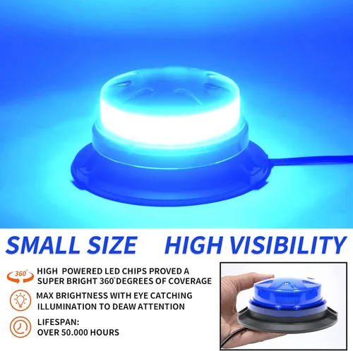 Miniatura 3 de AUXMOTEC - Barra de luces estroboscópicas LED azul de emergencia con montaje magnético y 8 modelos de parpadeo, lámparas de señal de techo de #3 Azul