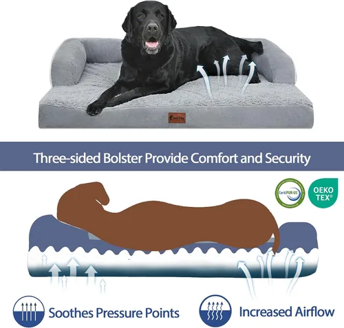 Miniatura 2 de Camas ortopédicas para perros extra grandes, cama XL impermeable de espuma en forma de huevo con lados 45x35 pulgadas, sofá para perros grandes