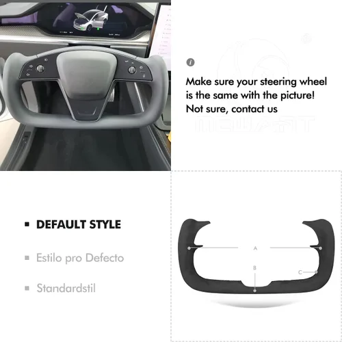 Miniatura 2 de MEWANT Funda de Volante de Athsuede con Costura Manual en Negro 9040 para Tesla Model S Yoke 2021-2023 Model X 2021-2023
