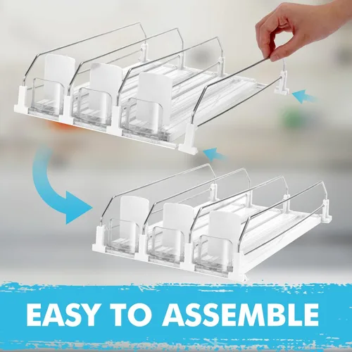 Miniatura 7 de Organizador automático de latas de refrescos, dispensador de latas para cerveza, soda, seltzer, ya montado, soporte para latas de bebidas, Blanco