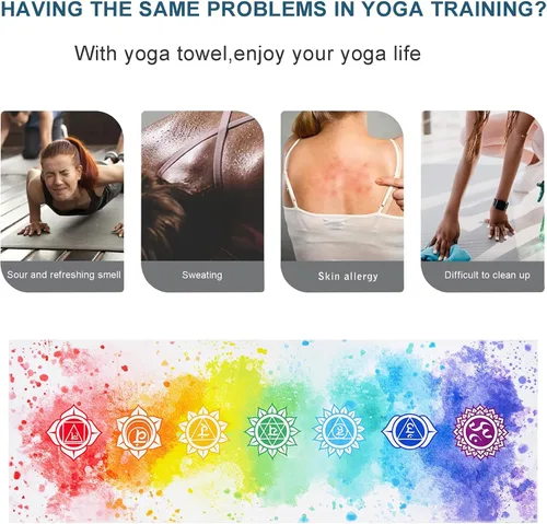 Miniatura 6 de Toalla para esterilla de yoga con bolsillos en las esquinas, toallas de yoga de microfibra para yoga caliente, antideslizantes, absorben la humedad