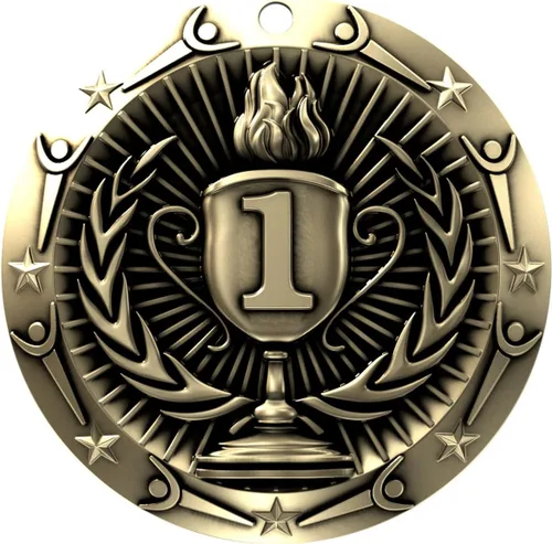 Miniatura 4 de Decade Awards Medalla de Primer Lugar, Clase Mundial - 3 Pulgadas de Ancho - Medalla de Oro con Cinta para el Cuello de Estrellas y Rayas - Perfecta