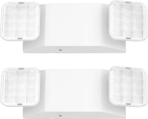 Miniatura 9 de Luz de emergencia LED con batería de respaldo, dos luces de salida de emergencia ajustables de cabeza cuadrada para fallos de energía del hogar