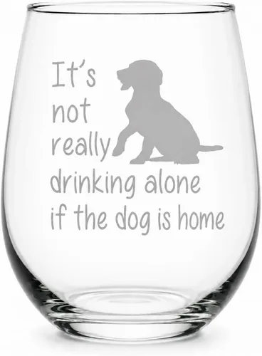 C M El perro está en casa, divertida copa de vino sin tallo para él, ella, esposa, marido, amigo, lindo regalo de perro para hombres y mujeres - 17