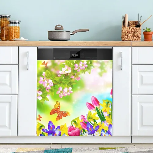 Miniatura 23 de Pintura al óleo azul amapola cubierta magnética para lavavajillas, flores de primavera, verano, floral, adhesivo magnético para lavavajillas