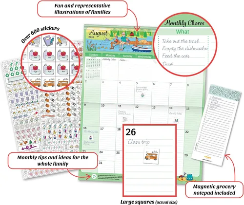 Miniatura 2 de POMANGO Calendario familiar 2026 en inglés Planificador familiar de 17 meses: agosto de 2025 a diciembre de 2026 15 x 19 pulgadas - Tira