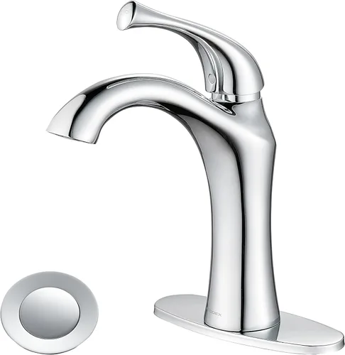 Miniatura 8 de Grifo de baño, grifo de lavabo de una sola manija, grifo de fregadero de baño de 1 o 3 agujeros con placa de drenaje emergente, color negro mate