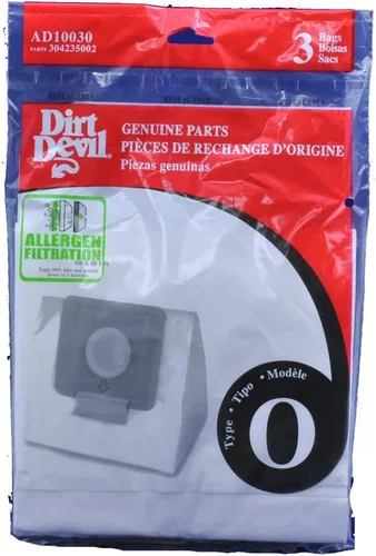Dirt Devil Bolsas para aspiradora para aspiradoras de tatuajes, paquete de 3, rojas, filtración de alérgenos tipo O, parte # AD10030, repuesto de