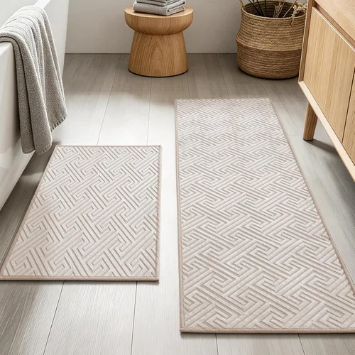 Miniatura 17 de YIHOUSE Beige Bathroom Rugs 17"x24", Quick Dry Non Slip Bath Rug, Absorbent Machine Washable Thin Bath Mat for Restroom Floor Tub Laundry Room Home