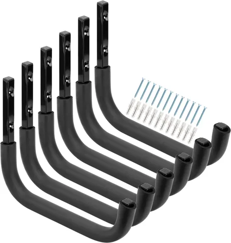 Miniatura 9 de Ganchos de almacenamiento de garaje resistentes, 12 pulgadas de montaje en pared para colgar herramientas, sillas, mangueras, escaleras, artículos a