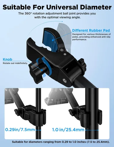 Miniatura 5 de Soporte para tablet para soporte de micrófono con clip de banco de energía, soporte ajustable para iPad/iPhone para soporte de música, compatible