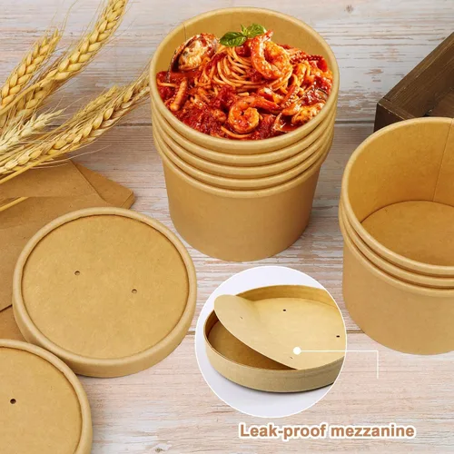Miniatura 5 de Paquete de 75 recipientes de papel de 12 onzas con tapas ventiladas, tazas de sopa desechables, tazas de helado de papel, cuencos de sopa