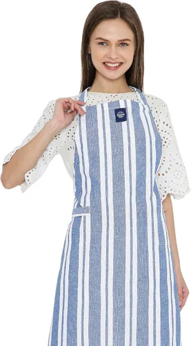 Miniatura 8 de Encasa XO Delantales de cocina de algodón para mujeres y hombres con bolsillo y bucle para toalla, correa ajustable para cuello y espalda
