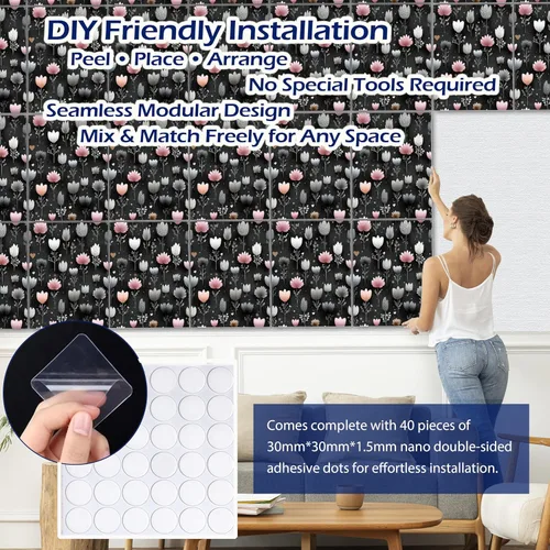 Miniatura 3 de PINWELIFE® Paneles acústicos para pared, paneles absorbentes a prueba de sonido, para el hogar y la oficina, amortiguadores decorativos absorbentes