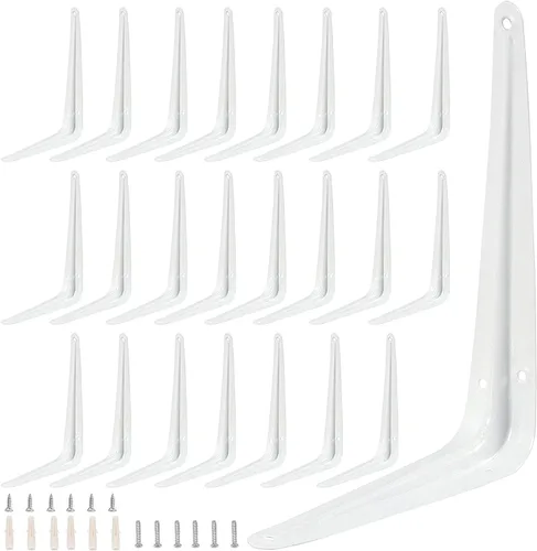 Miniatura 12 de ZOENHOU 4 soportes plegables para estantes de 10 pulgadas, soportes plegables de metal resistente de 176 libras con tornillos, estantes colgantes