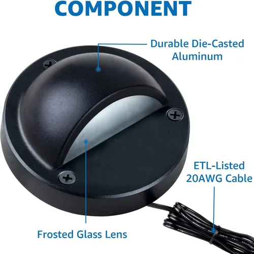 Miniatura 4 de SUNVIE Luces LED de Cubierta de Bajo Voltaje de 5W, Luces de Escalón de 12-24V para Exteriores con Conectores de Cable Fastlock2, Iluminación
