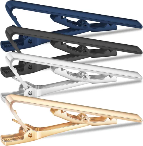 Miniatura 4 de Selizo 4 clips de corbata para hombre, Plata