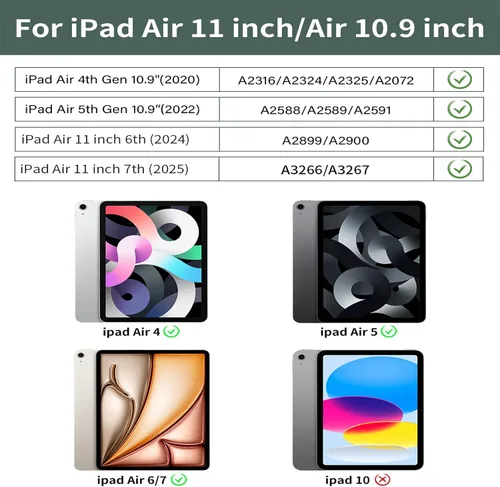 Miniatura 2 de Funda para iPad Air de 11 pulgadas M4/M3/M2 2026/2025/2024, iPad Air 5/4 (2022/2020 5ª/4ª generación de 10.9 pulgadas) con soporte para lápiz, Rosa