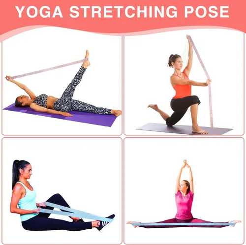 Miniatura 3 de Correa elástica de estiramiento para yoga con bucles, correas de estiramiento CEILIWEN para terapia física, banda elástica de estiramiento de 11