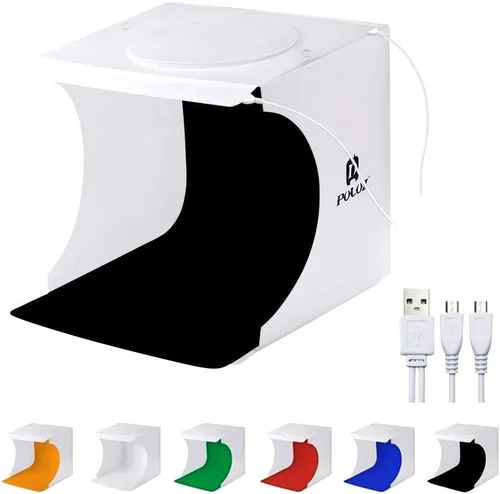 Mini estudio fotográfico súper brillante Caja de luz para fotografía Tienda portátil para fotografiar con luz de 6 colores, fondos de fotografía