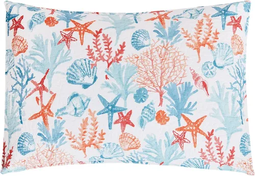 Miniatura 3 de C&F Home Tangerine Coast - Juego de edredón reversible de algodón con rayas tropicales costeras, naranja y azul, lavable a máquina, juego de 2