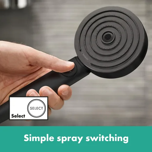 Miniatura 6 de hansgrohe Pulsify S - Juego de Cabezal de Ducha de Mano Moderno 3-Spray PowderRain, IntenseRain, Masaje Pulsante con QuickClean con Manguera en Mate