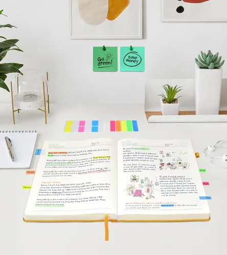 Miniatura 6 de Cuaderno rayado, 365 páginas B5 para escritura, cuaderno rayado para la universidad, cuaderno de cuero con tapa dura para mujeres y hombres, Amarillo