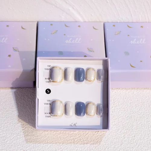 Miniatura 17 de LIGHT RAIN - Uñas a presión medianas con diseño de galaxia Andromeda, de lujo, reutilizables, de siete capas, con acabado UV, uñas postizas hechas a