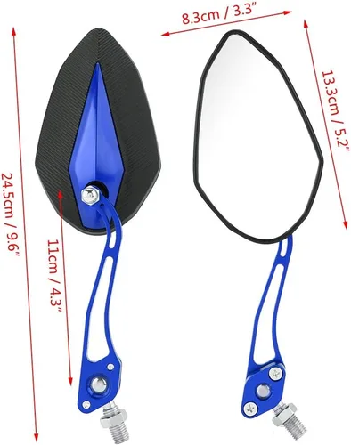 Miniatura 9 de Espejo retrovisor para scooter de 0.394 in, par de espejos retrovisores universales de 0.315 in y 0.394 in de aleación de aluminio, espejos Azul
